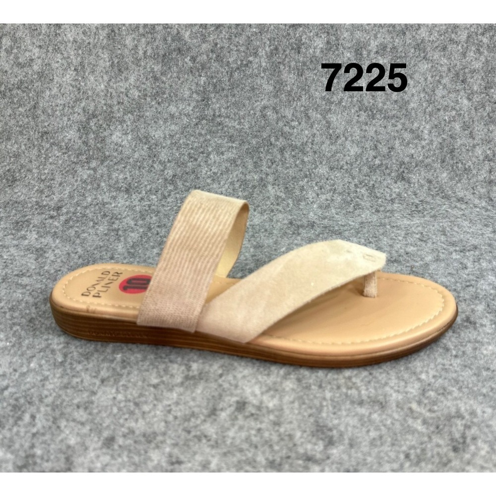 Donald Pliner Galena Womens 10 Beige Leather Thong Slide Sandals Comfort